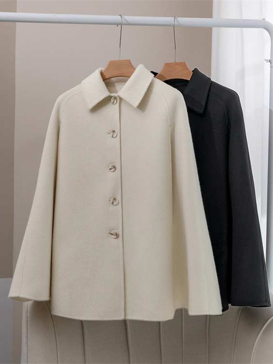 ケープコート マントコート ミディアム丈 ポンチョ コート アウター S M L 2L ゆったり アイボリー ブラック レディース 女性 韓国風 秋服 冬服 防寒着 体型カバー おしゃれ エレガント