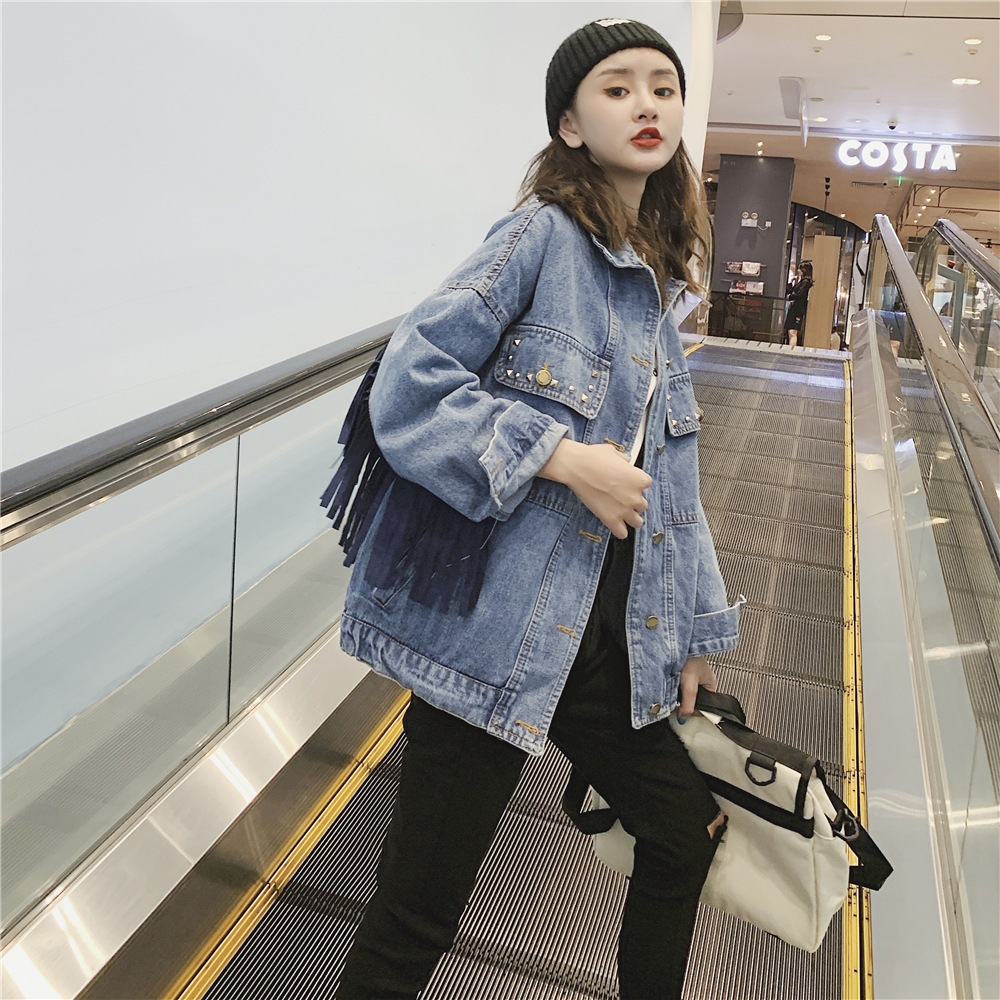韓国人気デニムジャケットコート ゆったりフィット レディース春秋レトロ百掛け上着 着痩 a-c01 韓国人気デニムジャケットコート ゆったりフィット レディース春秋レトロ百掛け上着 着痩 a-c01