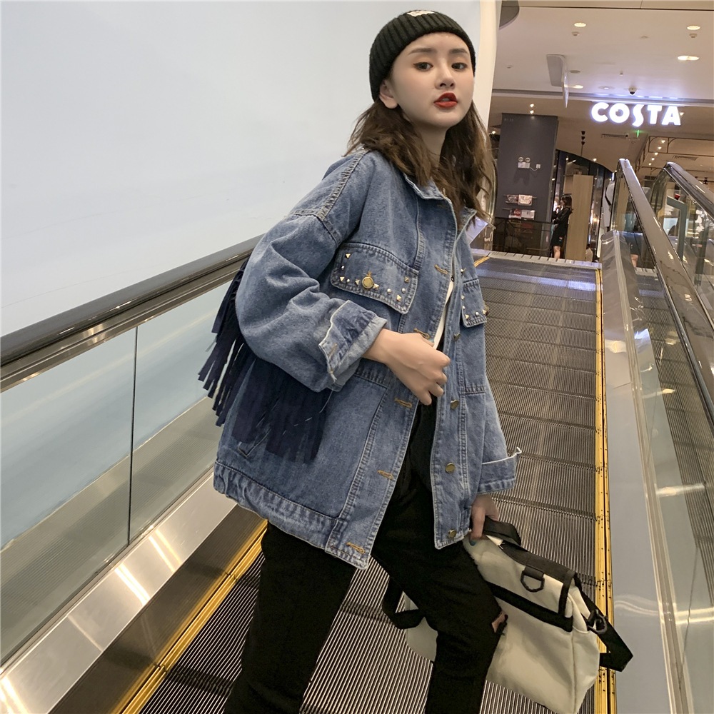 韓国人気デニムジャケットコート ゆったりフィット レディース春秋レトロ百掛け上着 着痩 a-c01 韓国人気デニムジャケットコート ゆったりフィット レディース春秋レトロ百掛け上着 着痩 a-c01