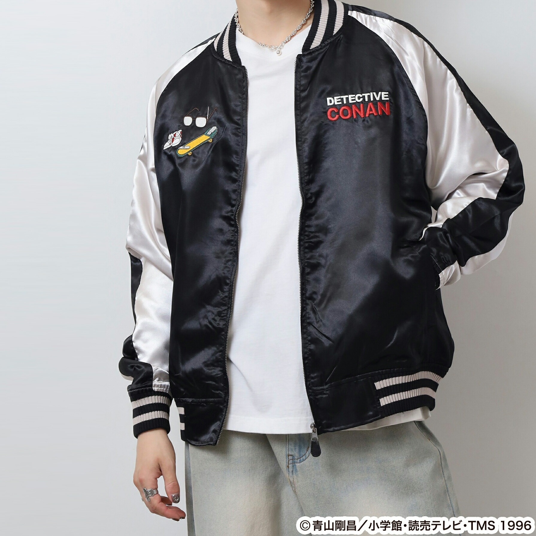 キャラクター 名探偵コナン スカジャン スケボー柄 羽織 アウター ジャケット レディース メンズ キャラクター 名探偵コナン スカジャン スケボー柄 羽織 アウター ジャケット レディース メンズ