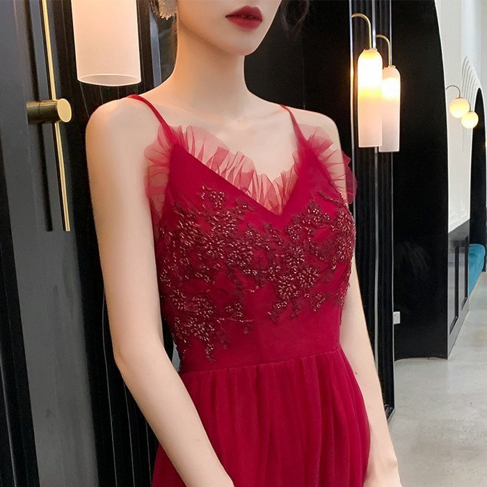 演奏会用ドレス レッド カラードレス ロングドレス パーティードレス ウェディングドレス 発表会 結婚式 ピアノ 二次会 ドレス 前撮り 結婚式 花嫁 コンサート