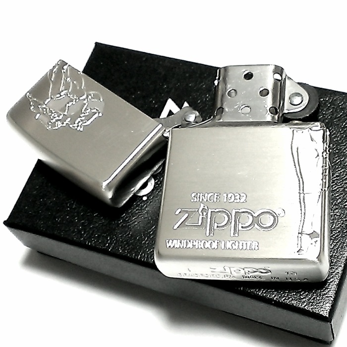 ZIPPO ライター ウィンディ ２面加工 ジッポーガール 彫刻 シルバーサテン クラシック オールドデザイン 可愛い レトロ おしゃれ メンズ レディース ギフト プレゼント