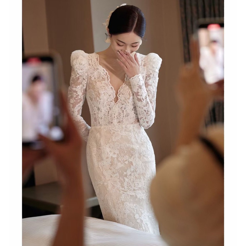 パーティードレス作高級感花嫁ロングドレスウェディングドレス白結婚式ワンピース花嫁結婚式ドレス結婚式お呼ばれロングドレス二次会ドレス