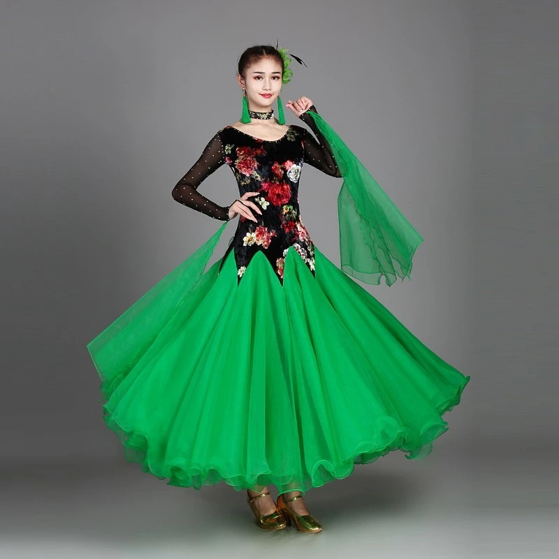 在庫限り社交ダンス 衣装 モダンドレス ラテンドレス ラテン衣装 社交ダンスドレス 大きい裾 豪華なドレス ワンピース S~3XL ダンス衣装 ダンス発表会 競技着 練習着 演出用 スタンダードドレス