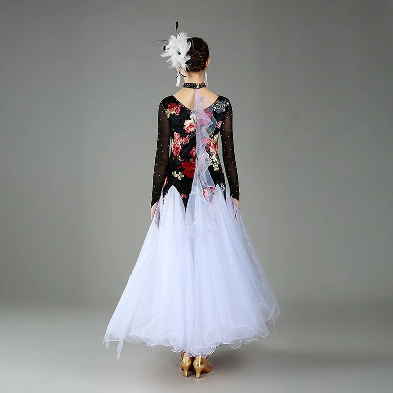 在庫限り社交ダンス 衣装 モダンドレス ラテンドレス ラテン衣装 社交ダンスドレス 大きい裾 豪華なドレス ワンピース S~3XL ダンス衣装 ダンス発表会 競技着 練習着 演出用 スタンダードドレス