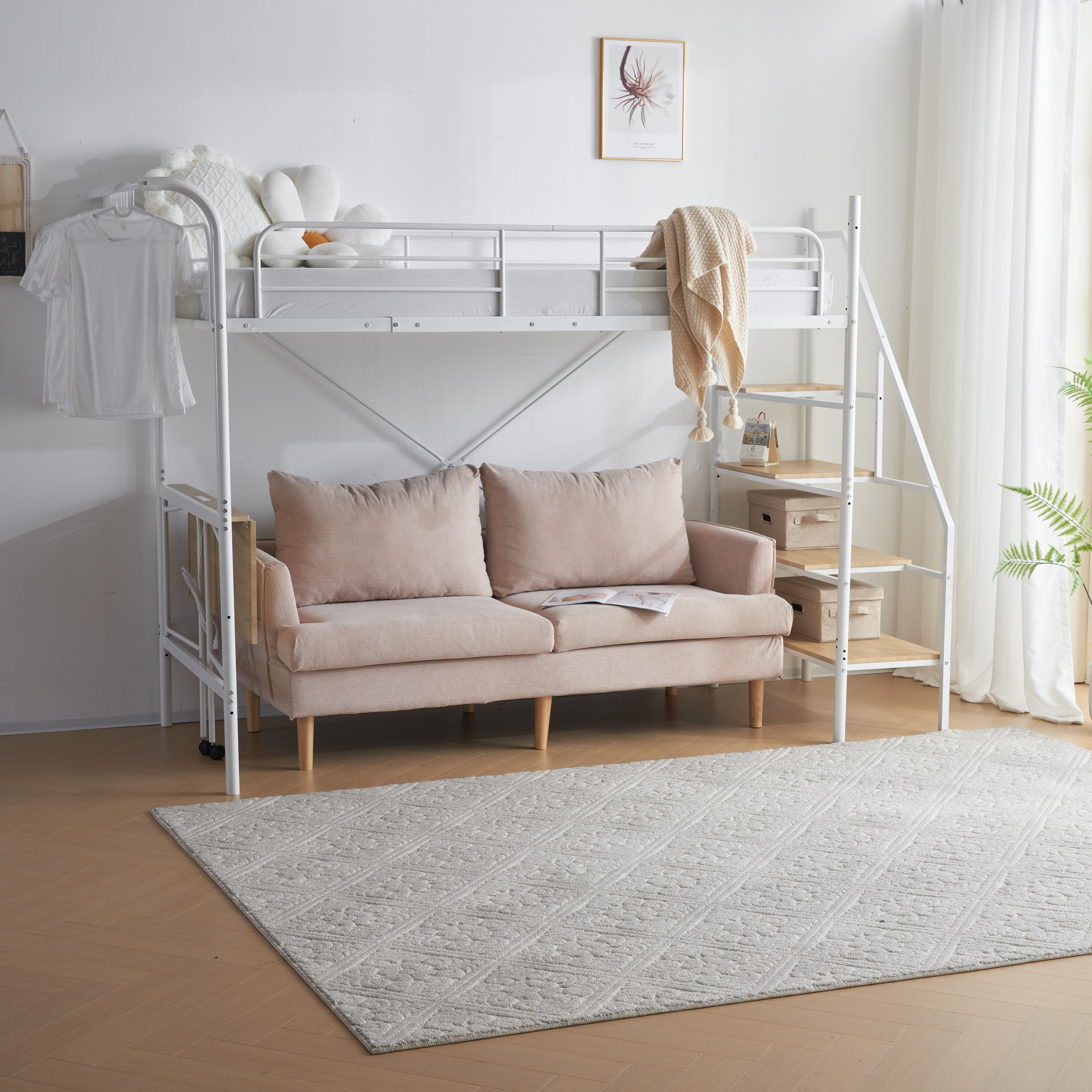 システムベット ロフトベッド シングル デスク付き コンセント付き 収納付き ハンガーポール付き 耐荷重150kg 北欧風 スチール 耐震 システムベット ロフトベッド シングル デスク付き コンセント付き 収納付き ハンガーポール付き 耐荷重150kg 北欧風 スチール 耐震