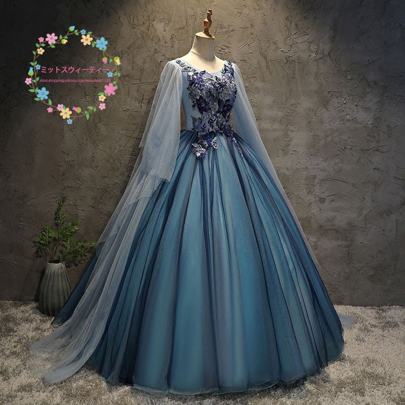 カラードレス 安い ピアノ 発表会 ドレス 結婚式 ウエディングドレス 花嫁 プリンセスライン ロン