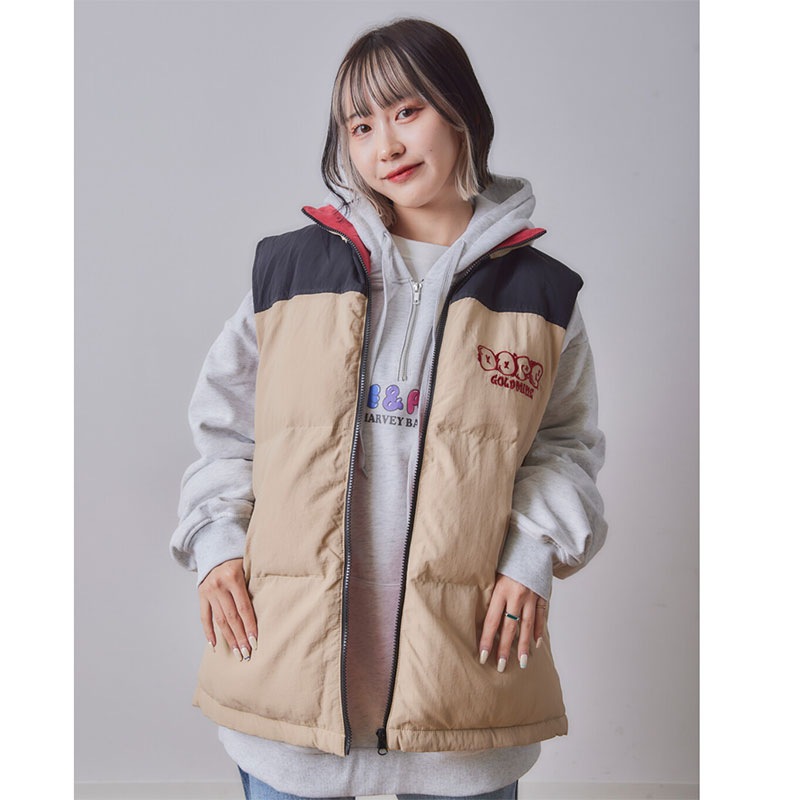 Rings リングス 【MLサイズ/3カラー】配色ロゴ刺繍 裏フリース中綿ベスト メンズ レディース ユニセックス 133706 MLサイズ/3カラー】配色ロゴ刺繍 裏フリース中綿ベスト メンズ