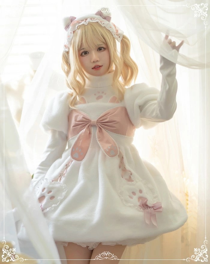 ロリィタ ワンピース 半袖 秋冬 あったか ボア 甘ロリ 肉球 ネコ 猫耳 リボン ゆめかわ 姫系 防寒 冬 モコモコ 日系 ソフトガール 可愛い ロリータ パフスリーブアウター 冬服 女 aa14 ロリィタ ワンピース 半袖 秋冬 あったか ボア 甘ロリ 肉球 ネコ 猫耳 リボン ゆめかわ 姫系 防寒 冬 モコモコ 日系 ソフトガール 可愛い ロリータ パフスリーブアウター 冬服 女 aa14