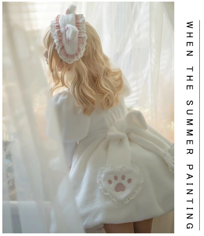 ロリィタ ワンピース 半袖 秋冬 あったか ボア 甘ロリ 肉球 ネコ 猫耳 リボン ゆめかわ 姫系 防寒 冬 モコモコ 日系 ソフトガール 可愛い ロリータ パフスリーブアウター 冬服 女 aa14 ロリィタ ワンピース 半袖 秋冬 あったか ボア 甘ロリ 肉球 ネコ 猫耳 リボン ゆめかわ 姫系 防寒 冬 モコモコ 日系 ソフトガール 可愛い ロリータ パフスリーブアウター 冬服 女 aa14