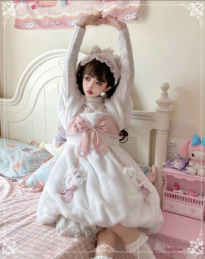ロリィタ ワンピース 半袖 秋冬 あったか ボア 甘ロリ 肉球 ネコ 猫耳 リボン ゆめかわ 姫系 防寒 冬 モコモコ 日系 ソフトガール 可愛い ロリータ パフスリーブアウター 冬服 女 aa14 ロリィタ ワンピース 半袖 秋冬 あったか ボア 甘ロリ 肉球 ネコ 猫耳 リボン ゆめかわ 姫系 防寒 冬 モコモコ 日系 ソフトガール 可愛い ロリータ パフスリーブアウター 冬服 女 aa14