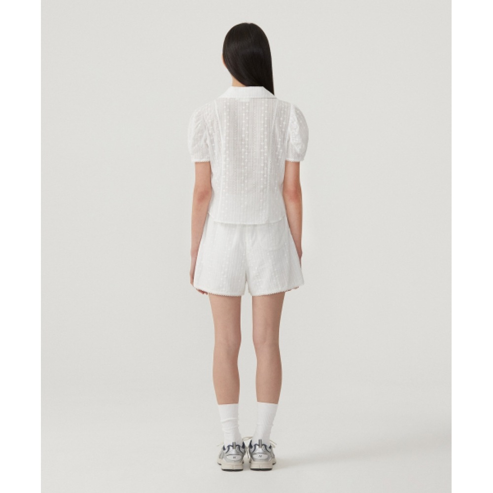 COVERNAT WOMAN レースハーフブラウス ホワイト COVERNAT WOMAN レースハーフブラウス ホワイト