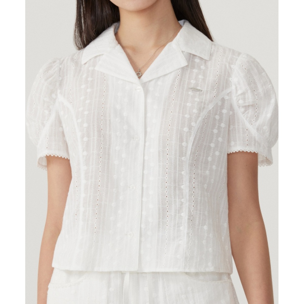 COVERNAT WOMAN レースハーフブラウス ホワイト COVERNAT WOMAN レースハーフブラウス ホワイト