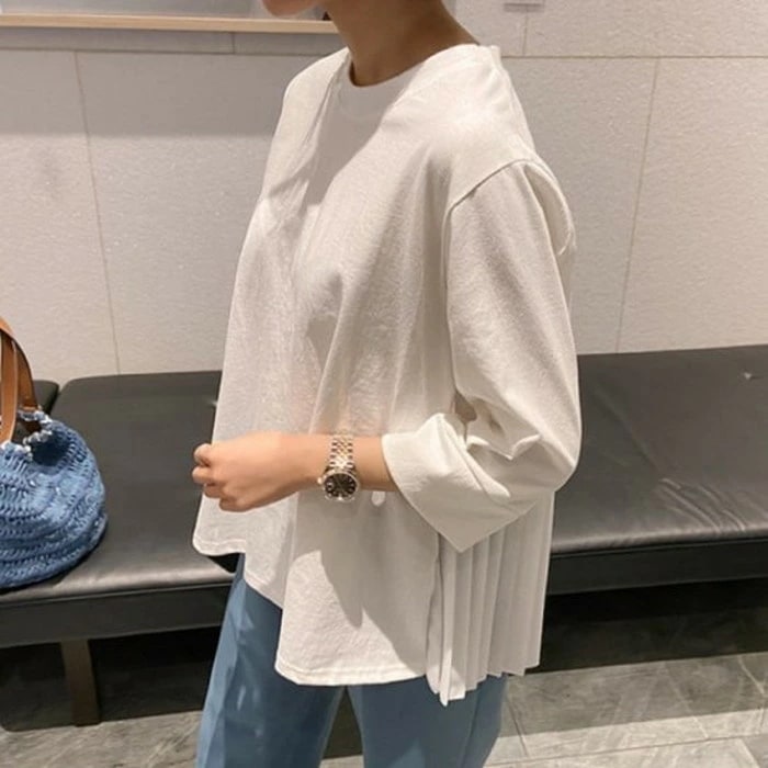 2021年 春夏 新作 2color プリーツ バック Aライン トップス 長袖 2021年 春夏 新作 2color プリーツ バック Aライン トップス 長袖