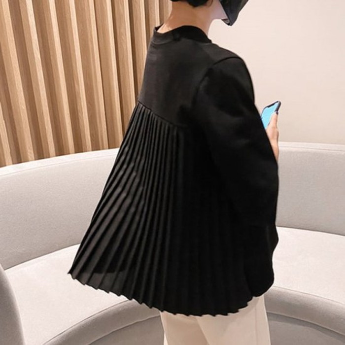 2021年 春夏 新作 2color プリーツ バック Aライン トップス 長袖 2021年 春夏 新作 2color プリーツ バック Aライン トップス 長袖