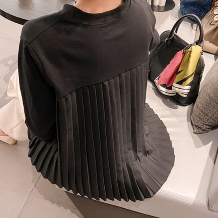 2021年 春夏 新作 2color プリーツ バック Aライン トップス 長袖 2021年 春夏 新作 2color プリーツ バック Aライン トップス 長袖