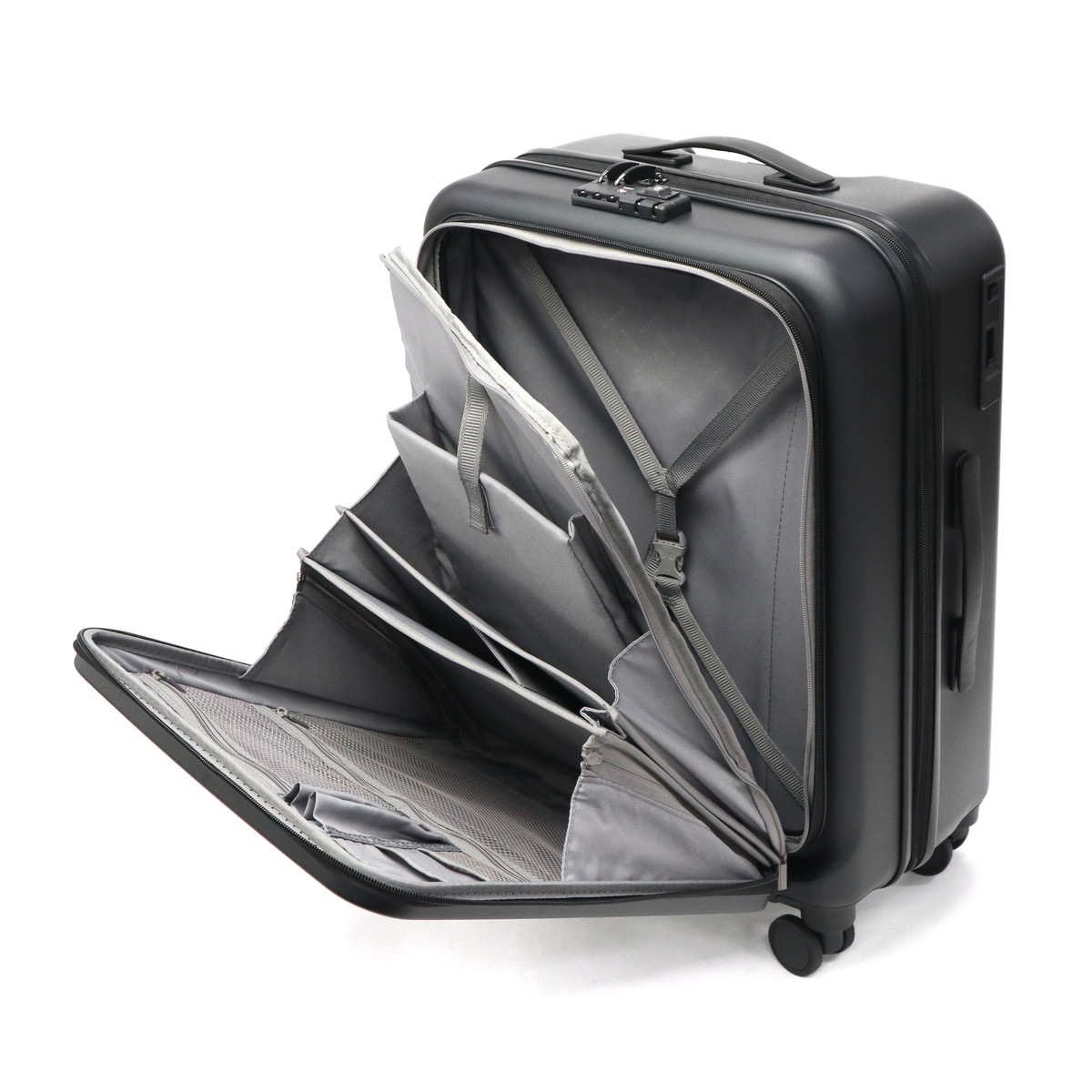 スーツケース フロントオープン UTILITY キャリーケース 前開き ストッパー Mサイズ TSロック キャスターロック PC収納 フロントポケット 旅行 50L メンズ レディース MLS721 スーツケース フロントオープン UTILITY キャリーケース 前開き ストッパー Mサイズ TSロック キャスターロック PC収納 フロントポケット 旅行 50L メンズ レディース MLS721