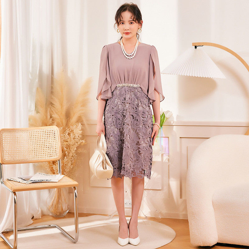 卒業式 服 母 服装 ワンピーススーツ セレモニースーツ レース Vネック ドルマン 卒園式 ママ 入学式 レディース 母親 40代 50代 30代 OL 通勤 面接