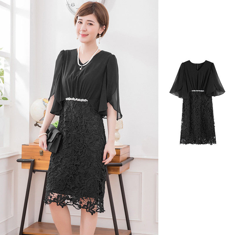 卒業式 服 母 服装 ワンピーススーツ セレモニースーツ レース Vネック ドルマン 卒園式 ママ 入学式 レディース 母親 40代 50代 30代 OL 通勤 面接