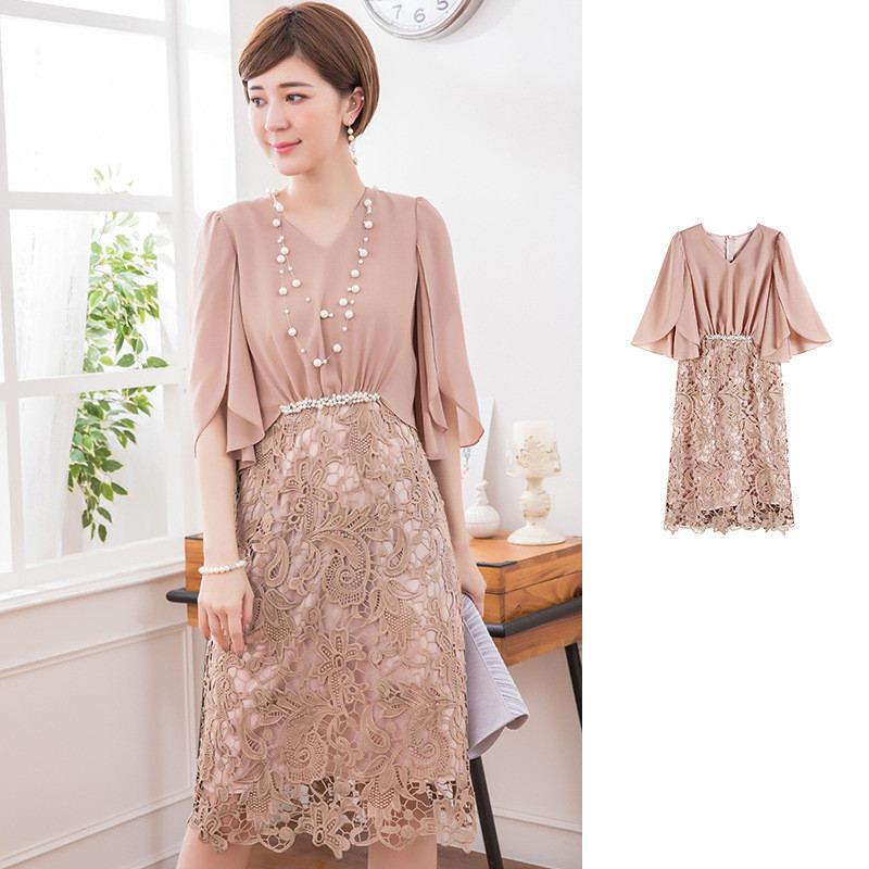 卒業式 服 母 服装 ワンピーススーツ セレモニースーツ レース Vネック ドルマン 卒園式 ママ 入学式 レディース 母親 40代 50代 30代 OL 通勤 面接