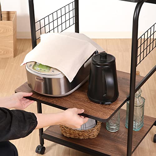キッチンラック　レンジ台　ブラウン✖️ブラック Amazon.co.jp: レンジ台 炊飯器ラック 家電収納 収納棚 レンジ