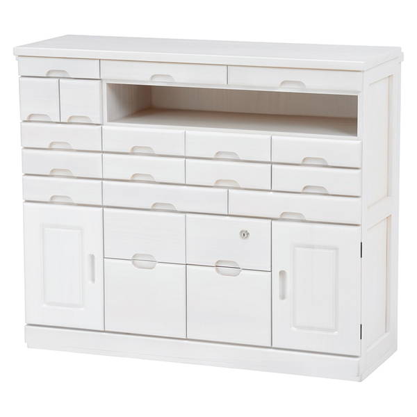 ファックス台 電話台 FAX台 キャビネット 引き出し収納付き 鍵付き 幅93x奥行32x高さ78cm