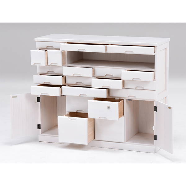 ファックス台 電話台 FAX台 キャビネット 引き出し収納付き 鍵付き 幅93x奥行32x高さ78cm