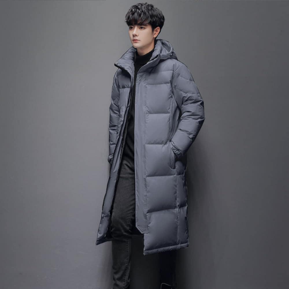 ダウンジャケット メンズ ロング アウター おしゃれ ミドル丈 2022年 冬 厚手 コート 大きいサイズ ベージュ グレー 黒