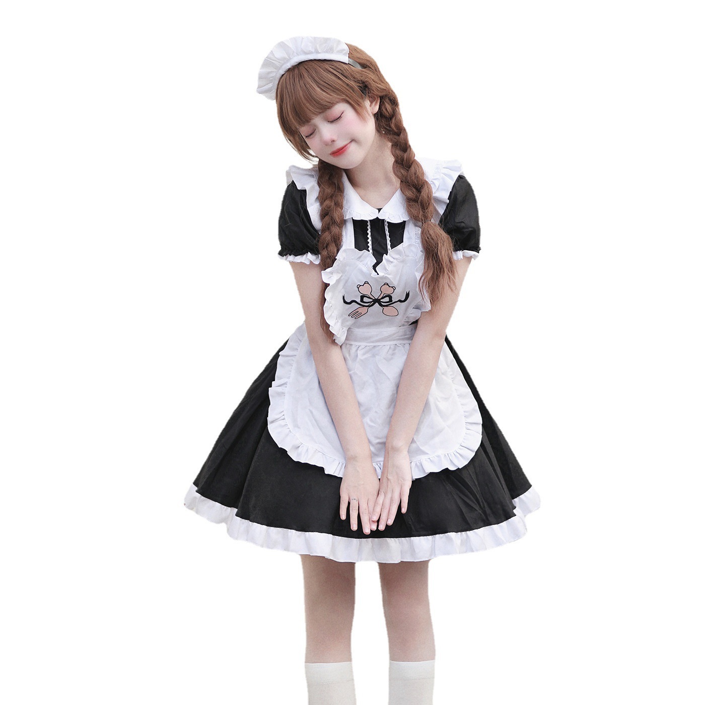 日韓秋葉原メイド服刺繍料理娘cos可愛いロリータセット二次元大サイズ服