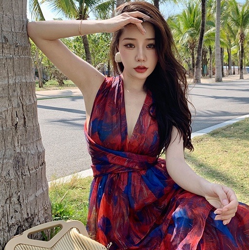 ワンピース ロングスカート ロング ロング丈 マキシ マキシ丈 袖なし ノースリーブ Vネック ホルターネック Aライン フリル ウエストマーク 透け感 かわいい 大人可愛い 大人 上品 おしゃれ