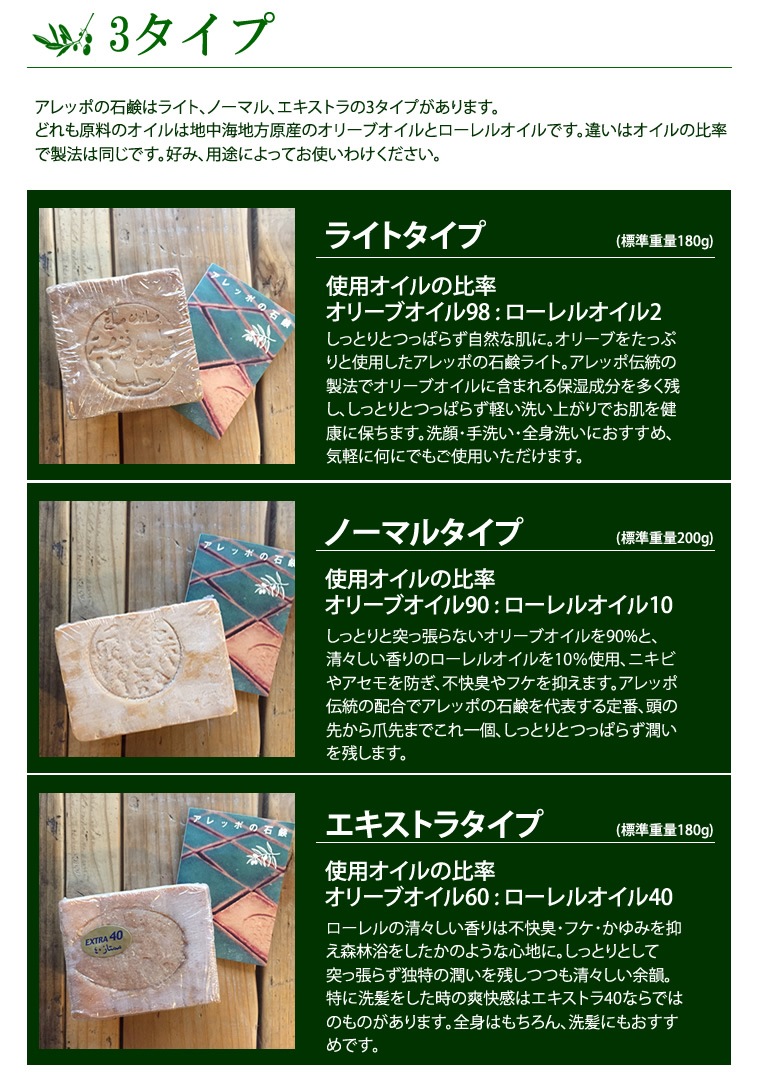 無添加！アレッポの石鹸エキストラ40タイプ5個セット＋ミニ石鹸20g付きアレッポの石鹸 エキストラ