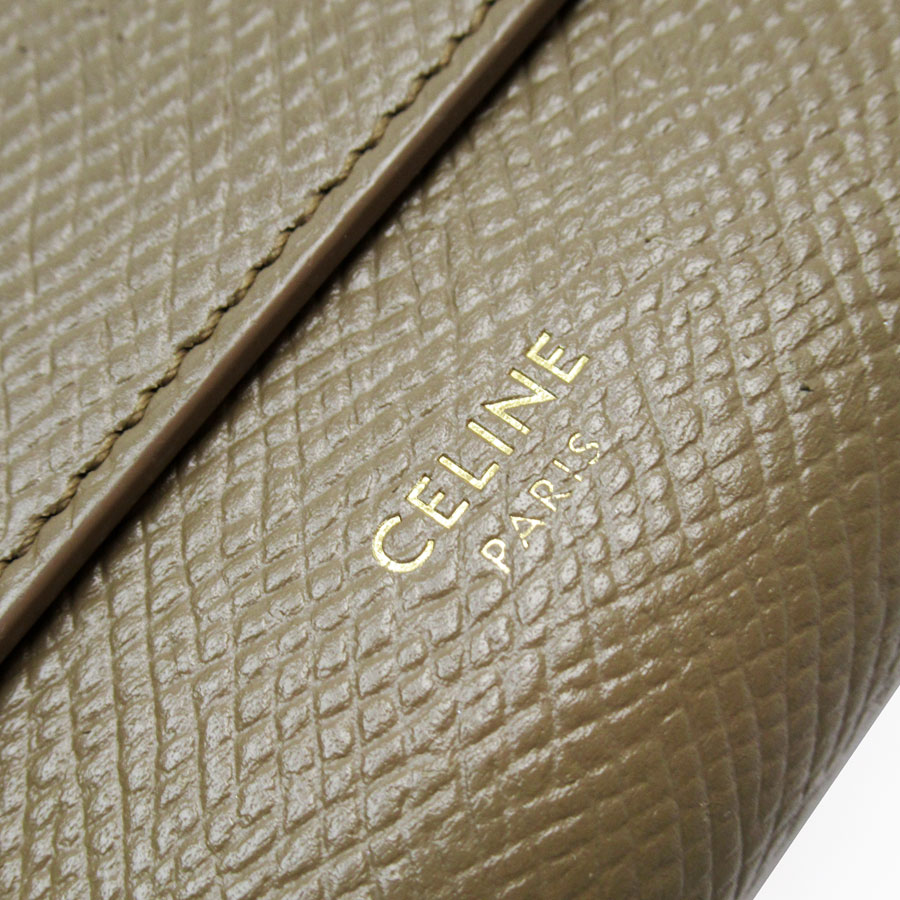 セリーヌ CELINE 二つ折り財布 スモール トリフォールド ウォレット レザー ベージュ レディース t19625a