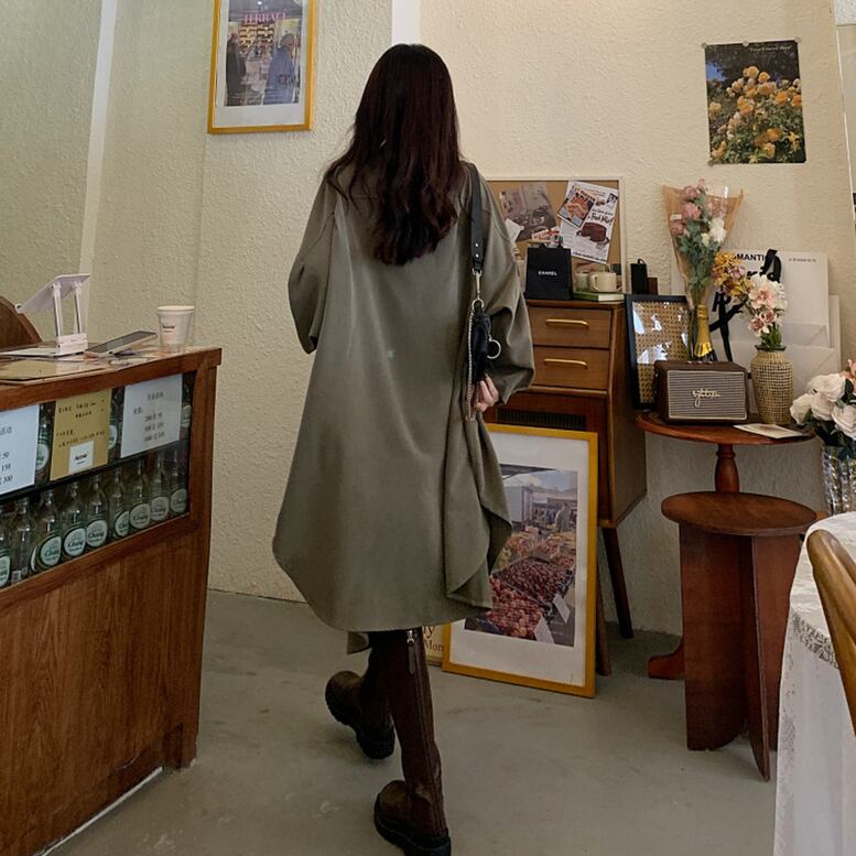 2color レディース ロングシャツコート アウター シャツジャケット 襟付き トレンチ 2color レディース ロングシャツコート アウター シャツジャケット 襟付き トレンチ