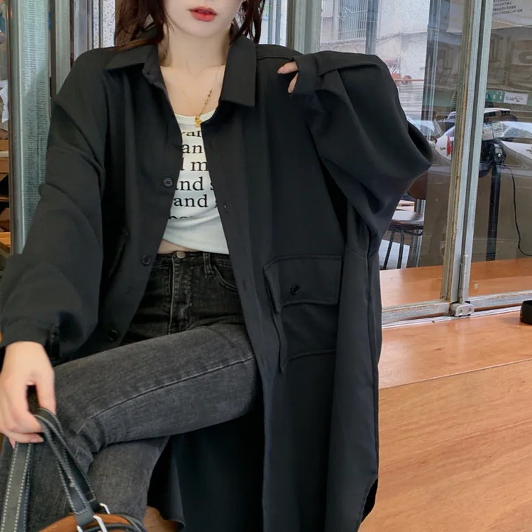 2color レディース ロングシャツコート アウター シャツジャケット 襟付き トレンチ 2color レディース ロングシャツコート アウター シャツジャケット 襟付き トレンチ