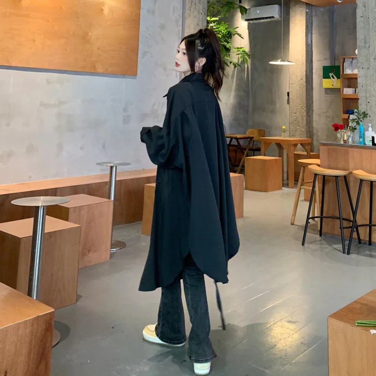 2color レディース ロングシャツコート アウター シャツジャケット 襟付き トレンチ 2color レディース ロングシャツコート アウター シャツジャケット 襟付き トレンチ