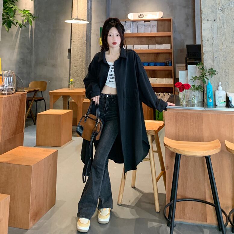 2color レディース ロングシャツコート アウター シャツジャケット 襟付き トレンチ 2color レディース ロングシャツコート アウター シャツジャケット 襟付き トレンチ