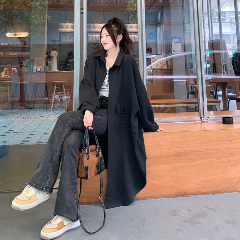 2color レディース ロングシャツコート アウター シャツジャケット 襟付き トレンチ 2color レディース ロングシャツコート アウター シャツジャケット 襟付き トレンチ