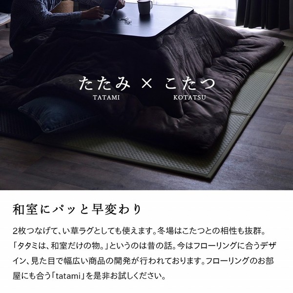 い草 マットレス 3つ折り セミダブル 約120x210cm ブラック 国産 抗菌 防臭 防音