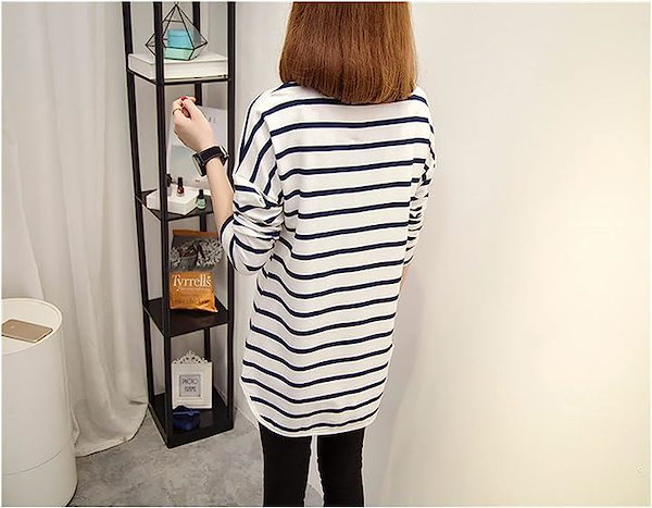 Qoo10] シマシマ ボーダー ロング T シャツ レディース