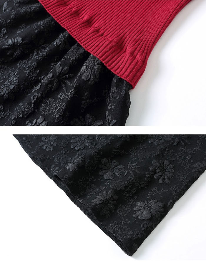 ニットワンピース ミモレ丈 膝丈 ワンピース 長袖 大きいサイズ 大人かわいい 美人 秋 冬 レディース 30代 40代 ブラック レッド ブラウン ドッキングワンピース ニット 柄 花柄 きれいめ ニットワンピース ミモレ丈 膝丈 ワンピース 長袖 大きいサイズ 大人かわいい 美人 秋 冬 レディース 30代 40代 ブラック レッド ブラウン ドッキングワンピース ニット 柄 花柄 きれいめ