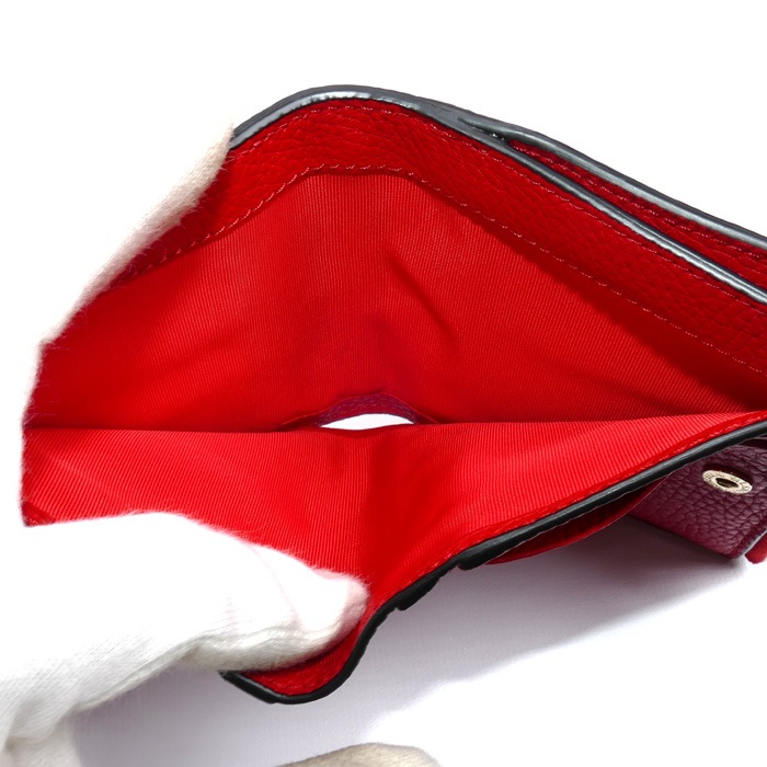 Valentino Garavani ヴァレンティノ・ガラヴァーニ ロックスタッズ コンパクトウォレット 二つ折り財布 レッド 3W2P0W06 レディース 中古 美品