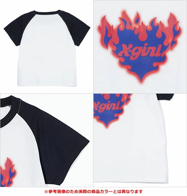 メール便 バーニングハート ラグランショートスリーブ ベイビーTシャツ [105243011008] S/S BABY TEE レディース トップス 半袖 ショート丈 BLACK