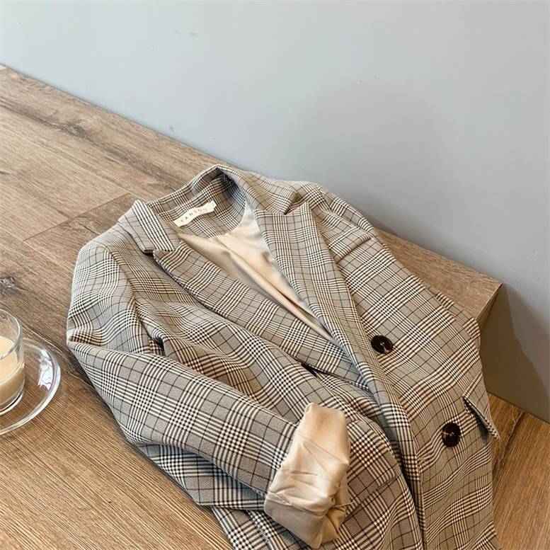 レディース グレンチェック柄ジャケット ダブルテーラードジャケット アウター ジャケット 大人可愛い レディース グレンチェック柄ジャケット ダブルテーラードジャケット アウター ジャケット 大人可愛い