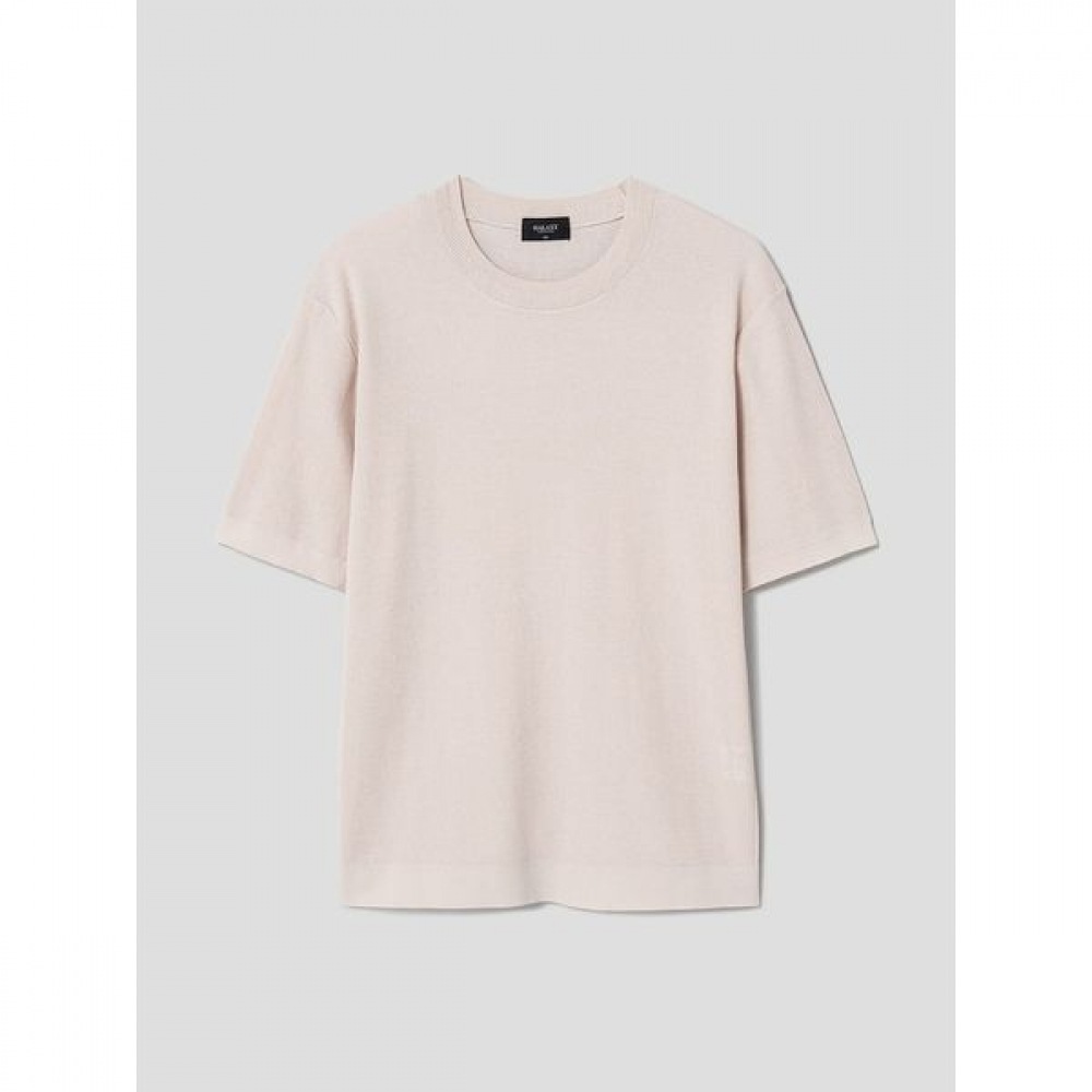 [ギャラクシーライフスタイル] コットンブレンドラウンドネック半袖セーターベージュ（GC4351E02A）