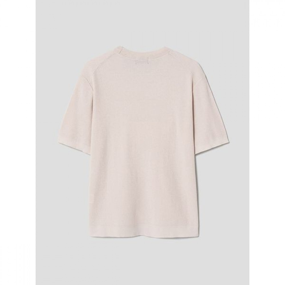 [ギャラクシーライフスタイル] コットンブレンドラウンドネック半袖セーターベージュ（GC4351E02A）