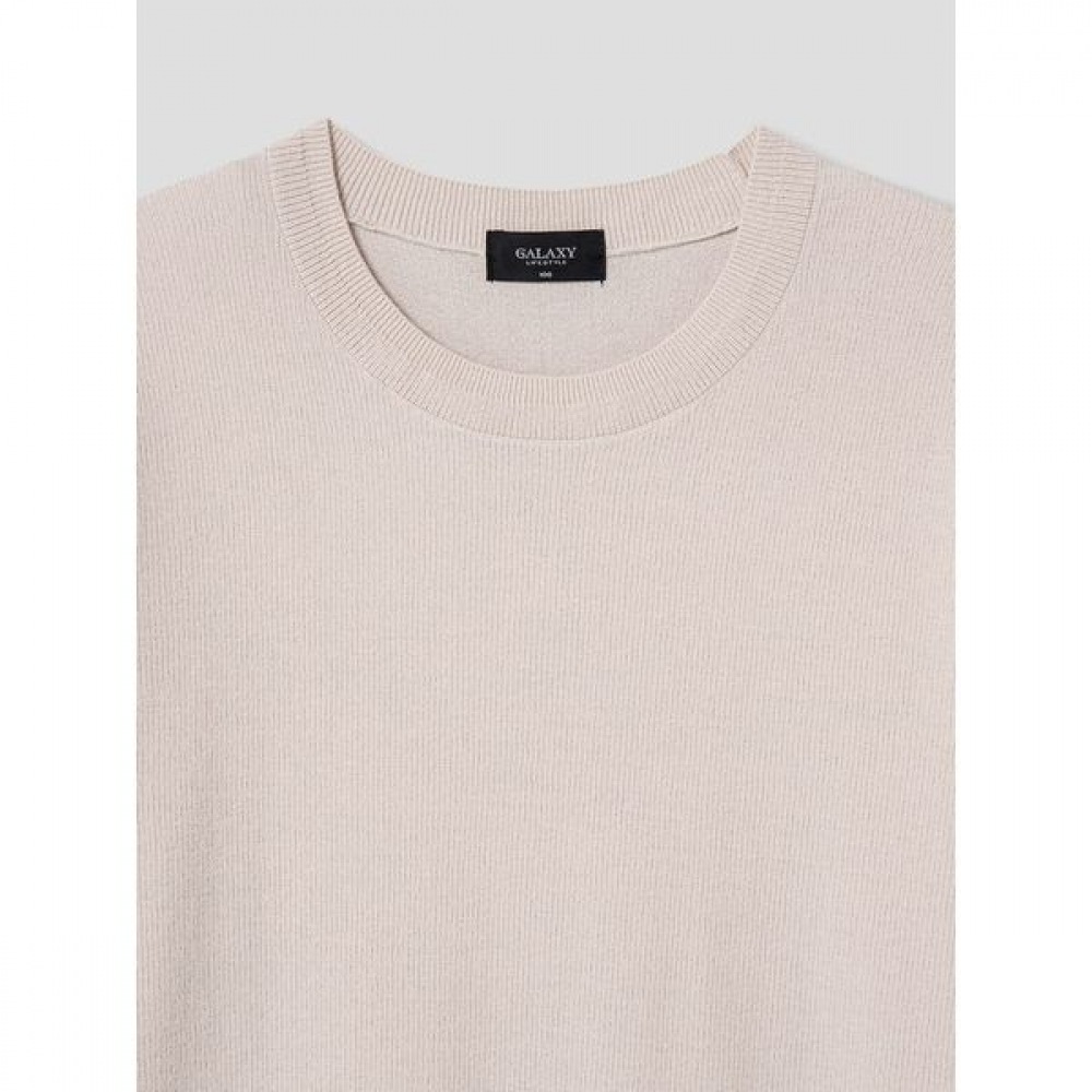 [ギャラクシーライフスタイル] コットンブレンドラウンドネック半袖セーターベージュ（GC4351E02A）