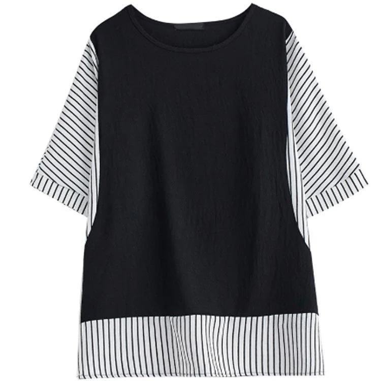 【超お得1つ買うと10個もらえる】ストライプ チュニック かわいい Tシャツ ドッキング風 クルーネック レディース トップス 夏 切り替え 半袖 ゆったりカットソー 配色 大きいサイ 【超お得1つ買うと10個もらえる】ストライプ チュニック かわいい Tシャツ ドッキング風 クルーネック レディース トップス 夏 切り替え 半袖 ゆったりカットソー 配色 大きいサイ