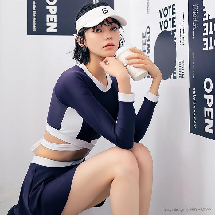 送料無料水着 レディース ラッシュガード 上下セット 体型カバー 長袖 スカート ショートパンツ フィットネス おしゃれ 長袖 スカパン セパレート