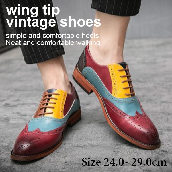 レトロ ウイングチップシューズ メンズ シューズ 靴 合成レザー 紳士靴 ドレスシューズ おしゃれ ヴィンテージ風 レースアップ カラーシューズ レトロ ウイングチップシューズ メンズ シューズ 靴 合成レザー 紳士靴 ドレスシューズ おしゃれ ヴィンテージ風 レースアップ カラーシューズ