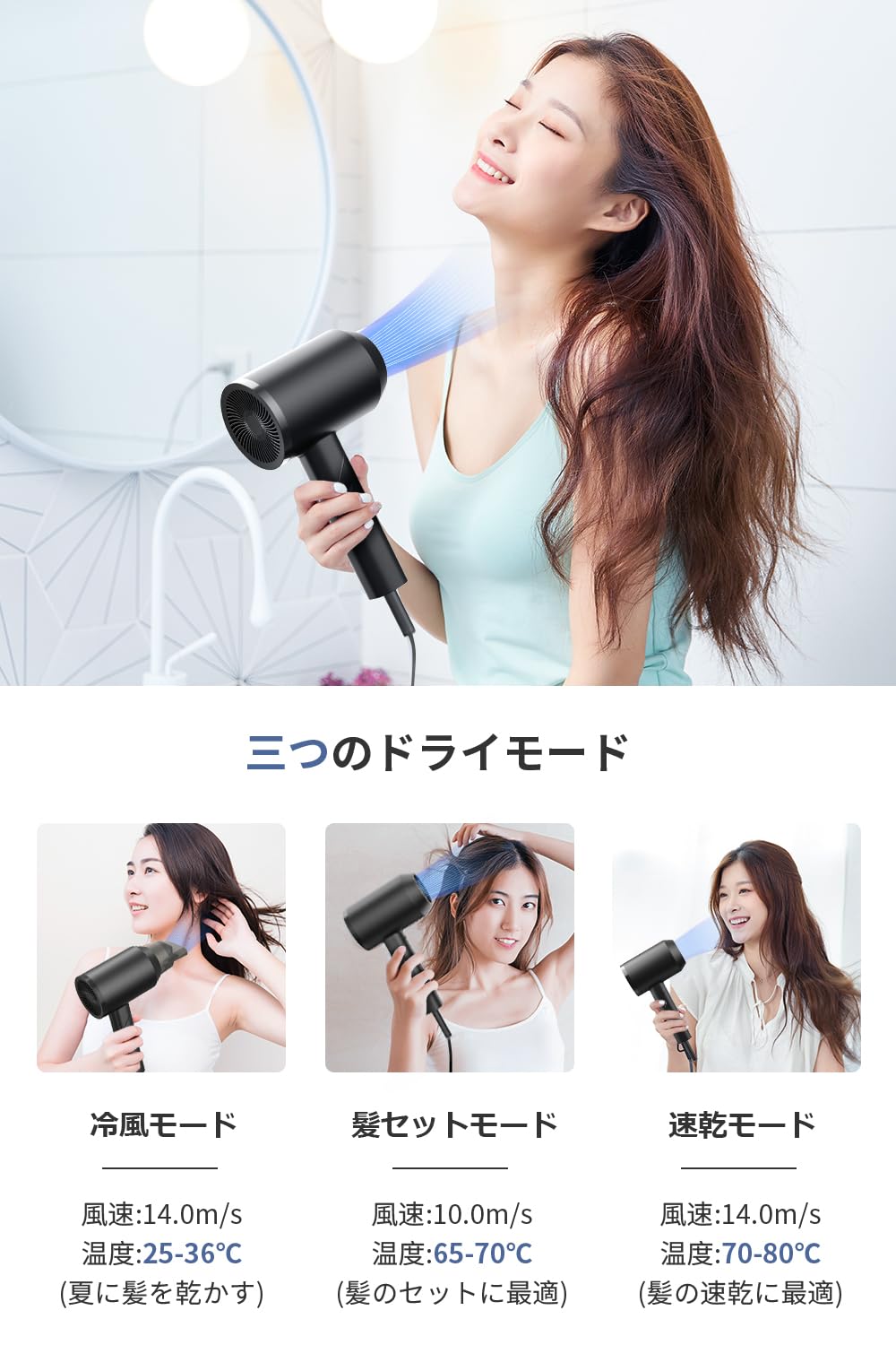 ヘアドライヤー 大風量 速乾 【1500W 高速モーター&恒温ヘアケア】 ドライヤー 高濃度マイナスイオン 高速ドライヤー 3段階温度調節可能 サーモスタットヘアドライヤー 冷熱風切替 低騒音 速乾ド ヘアドライヤー 大風量 速乾 【1500W 高速モーター&恒温ヘアケア】 ドライヤー 高濃度マイナスイオン 高速ドライヤー 3段階温度調節可能 サーモスタットヘアドライヤー 冷熱風切替 低騒音 速乾ド